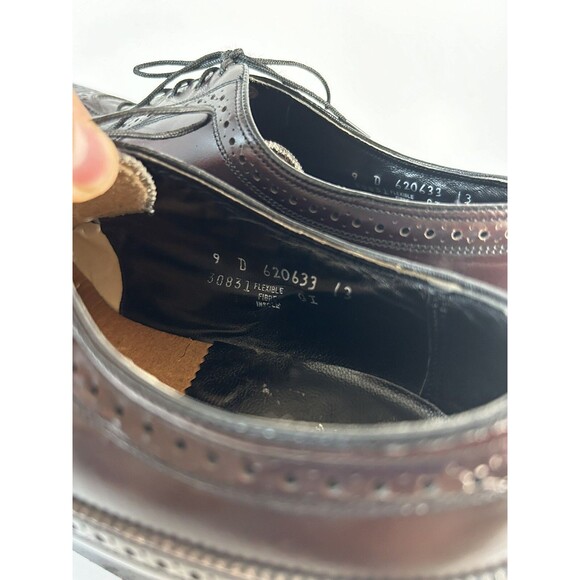 Mens Dress Shoe 9.5 D Burgundy Florsheim Brogue Wingtip Longwing Vintage 30831